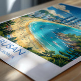 Busan Travel Print | Haeundae Coast, South Korea Wall Art