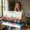 Cambridge Travel Print Skyline Wall Art Landscape, Travel Poster of Cambridge, Cambridge Art Lovers Gift, England Horizontal Art Gift