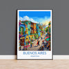 La Boca Buenos Aires Travel Poster, Caminito Wall Art, Colourful Argentina Print, Buenos Aires Illustration, Vintage Style South America