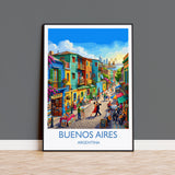 La Boca Buenos Aires Travel Poster, Caminito Wall Art, Colourful Argentina Print, Buenos Aires Illustration, Vintage Style South America