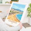 Fuengirola Spain Travel Poster, Costa del Sol Beach Wall Art, Seaside Promenade Print, Spanish Coastal Illustration, Holiday Decor