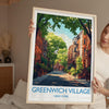 Greenwich Village New York Travel Print Wall Art, Travel Poster of Greenwich Village, New York , New York Art Lovers Gift, USA Art Gift