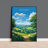 East Sussex Travel Print Wall Art, East Sussex Travel Poster, English Countryside Art Gift, Wall Art Print NQ Media Designs