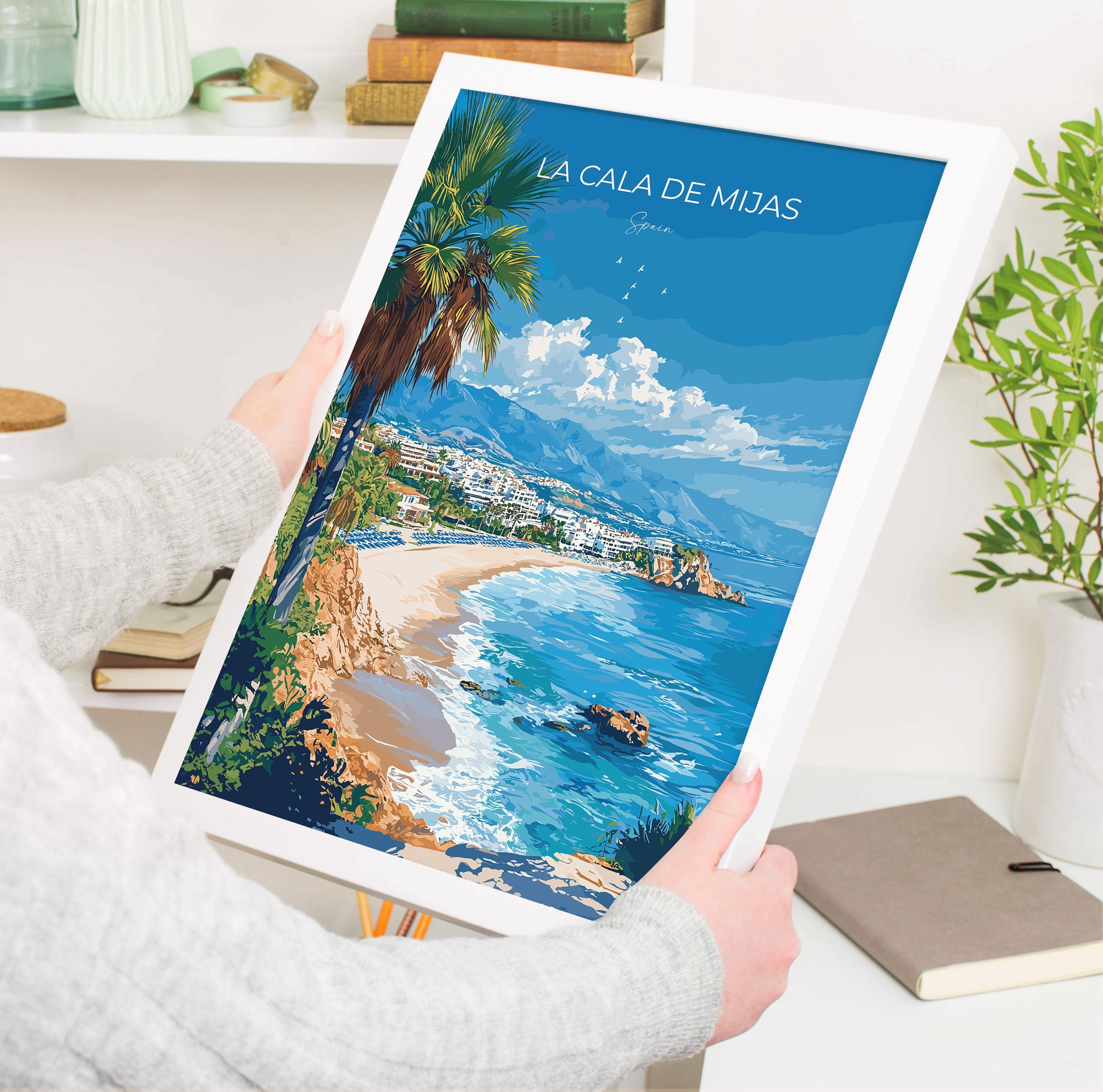 La Cala de Mijas Travel Print, Travel Poster of La Cala de Mijas, Spain, Malaga Gift, Spain Gift Art, Wall Art Print NQ Media Designs