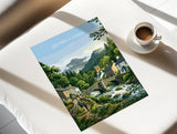 Betws-y-Coed Wales Print, Pont-y-Pair Bridge Poster, Snowdonia Wall Art with Border, Welsh Village Print, North Wales Gift Print