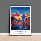 Nashville Travel Print Wall Art, Travel Poster of Nashville, Nashville Art Lovers Gift, Tennessee USA Art Gift NQ Media Designs