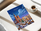 Krakow Christmas Market Poster, Poland Winter Wall Art, St Mary’s Basilica Print, Festive Travel Poster, Krakow Gift