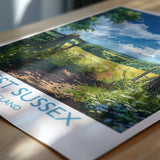 West Sussex Travel Poster Wall Art, West Sussex Travel Print, English Countryside Art Gift, Wall Art Print NQ Media Designs