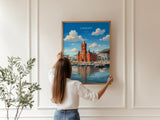 Cardiff Pierhead Building Travel Print, Cardiff Bay Wall Art, Welsh Landmark Poster, Historic Red Brick Architecture, UK City Decor