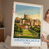 Windsor Castle Print, Berkshire Wall Art with Border, Royal Castle Poster, English Travel Print, Windsor Gift Print