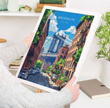 Brooklyn New York Travel Poster Wall Art, Travel Print of Brooklyn Bridge, New York , New York Art Lovers Gift, USA Art Gift NQ Media Designs