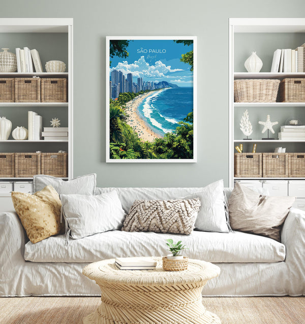 Sao Paulo Travel Poster, Travel Print of Sao Paulo, Brazil City Poster, Sao Paulo Wall Art Lovers Gift, Brazil Art Gift