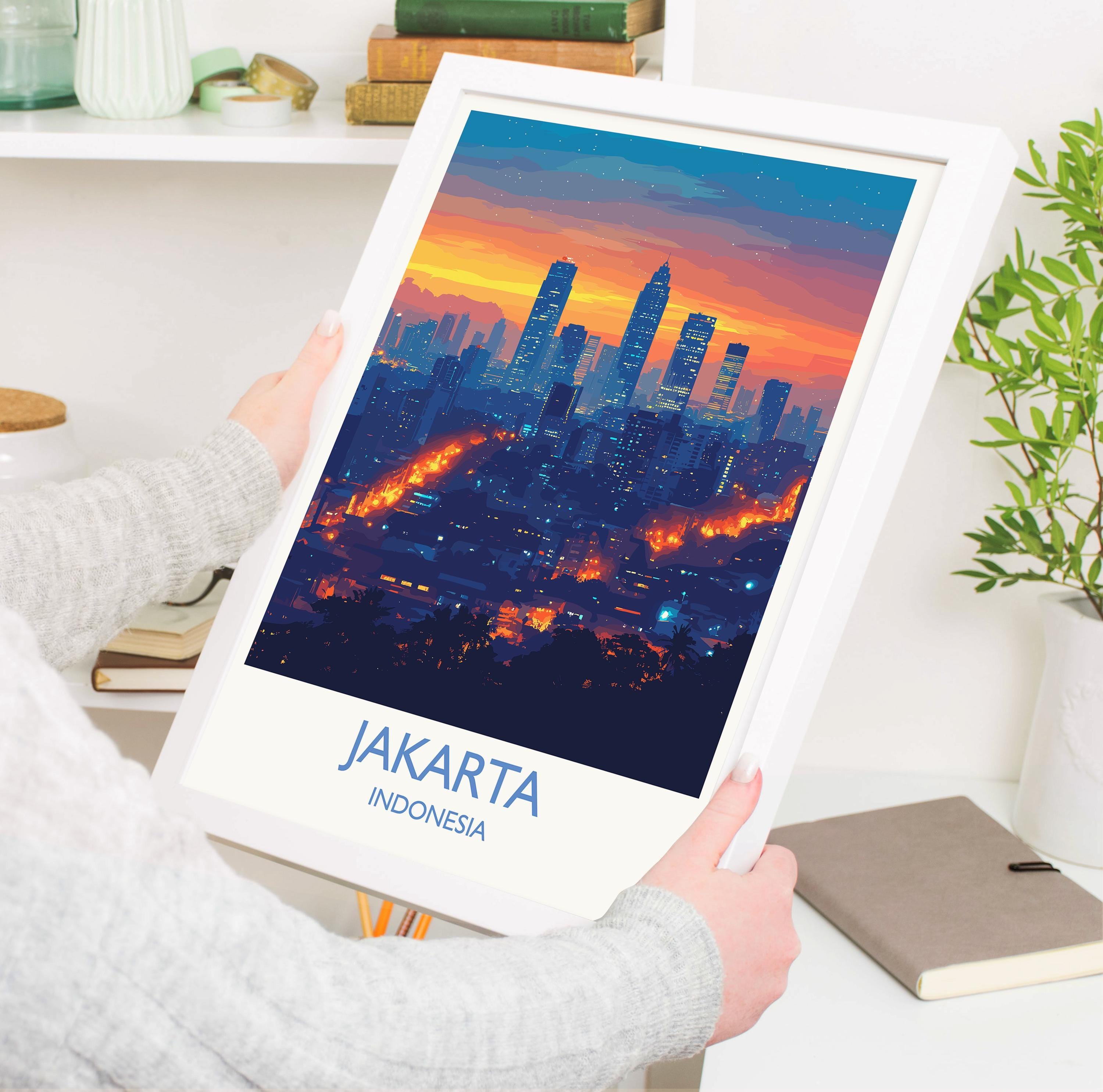 Jakarta Travel Print, Travel Poster of Jakarta, Indonesia, Jakarta Art Lovers Gift, Wall Art Decor Print Gift NQ Media Designs