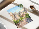 Bucharest Travel Print, Romanian Athenaeum Wall Art, Bucharest City Poster, Historic Architecture Illustration, Europe Decor, Romania Gift