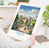Cardiff Wales Travel Poster, Cardiff City Wall Art, Cardiff Castle Print, Welsh Capital Illustration, Vintage Style UK City, Wales Gift NQ Media Designs