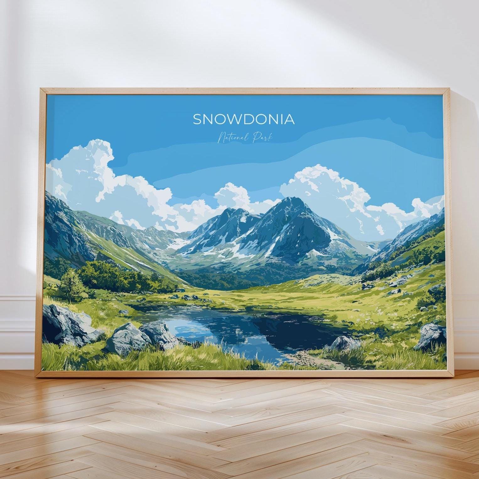 Snowdonia Landscape Travel Poster Wall Art, Travel Print of Snowdonia, Snowdonia Art Lovers Gift, English Countryside NQ Media Designs