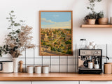 Rome Forum Travel Poster, Roman Forum Ruins Wall Art, Ancient Rome Landscape Print, Historic Architecture Illustration, Italy Decor