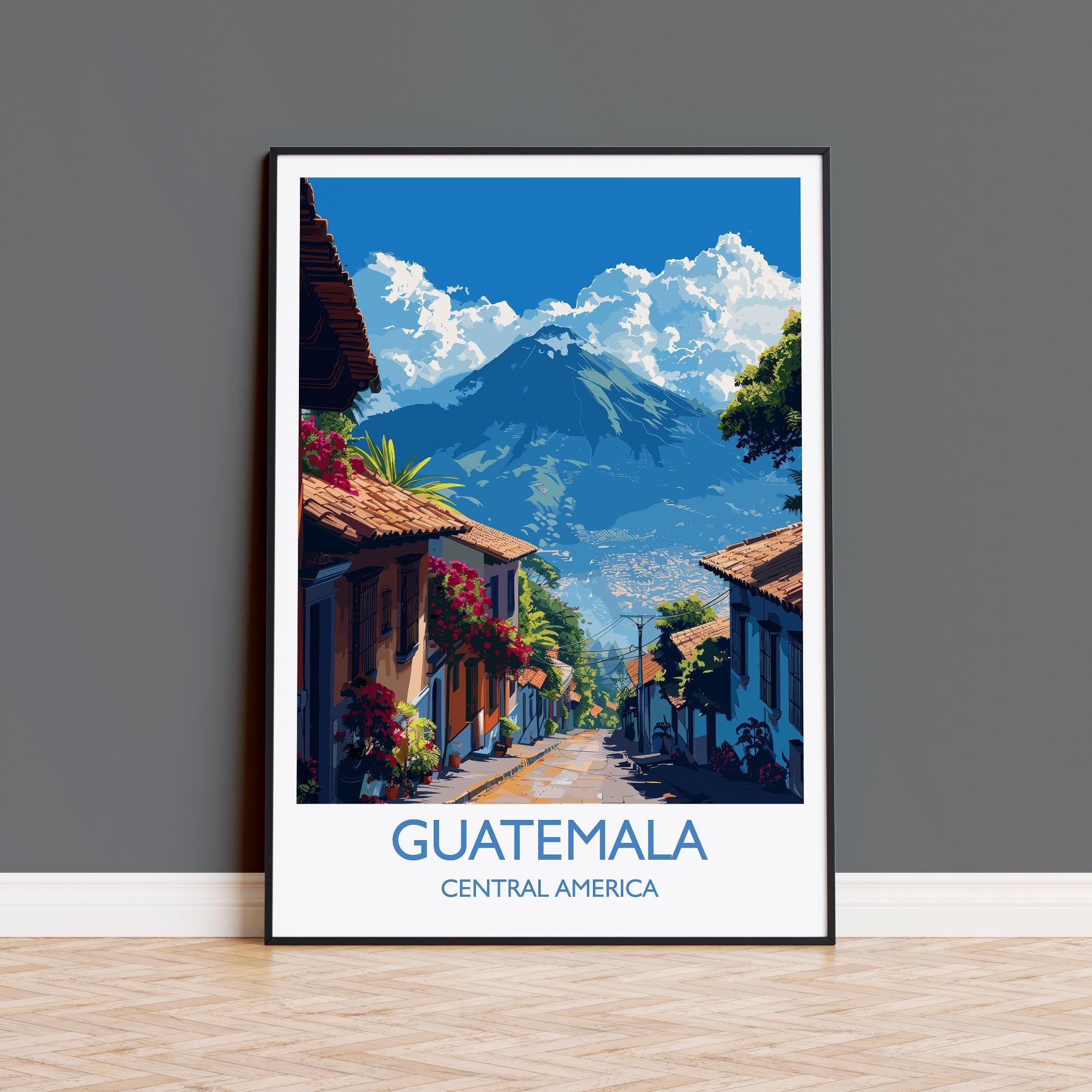 Guatemala Travel Print, Travel Poster of Guatemala, Central America Poster, Guatemala Wall Art Lovers Gift NQ Media Designs
