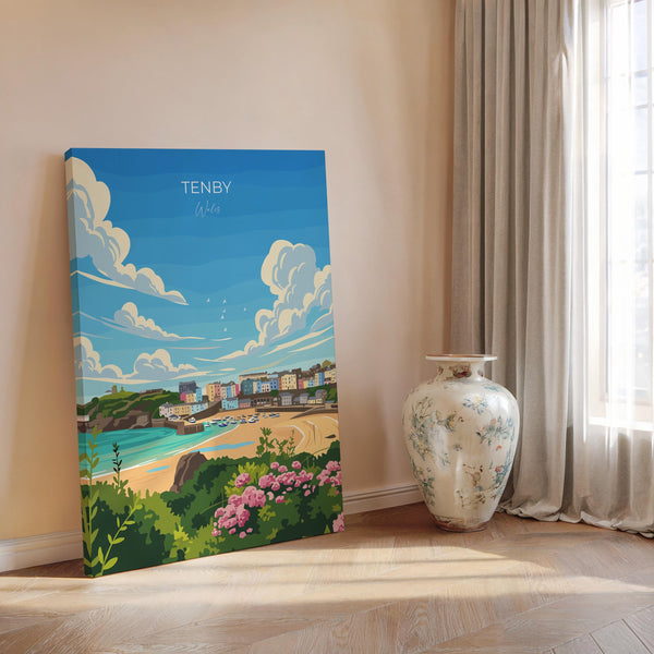 Tenby Travel Print Wall Art, Tenby Travel Poster, Wales, Pembrokeshire Coast, Welsh Art Gift, Wall Art Print