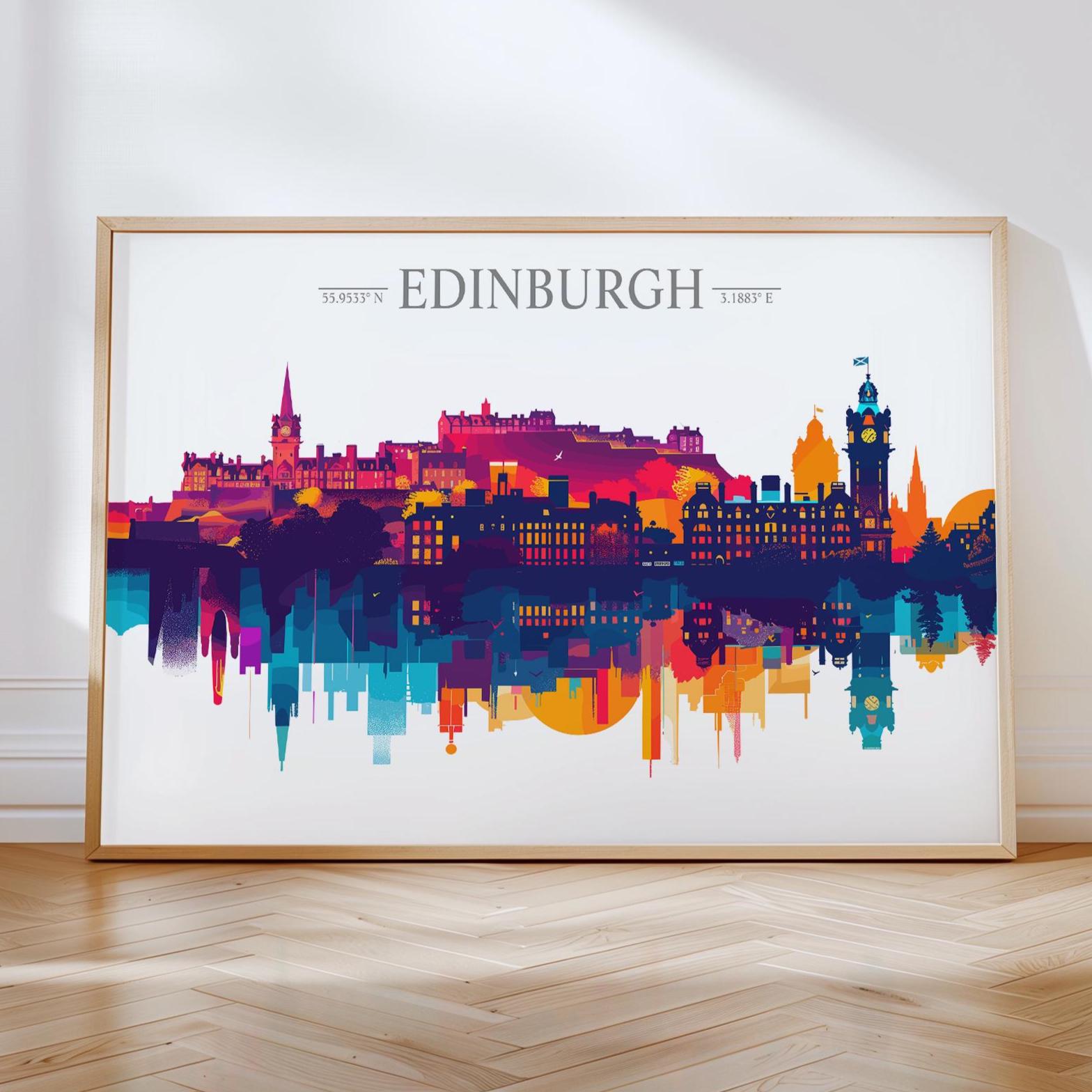 Edinburgh Travel Poster Skyline Wall Art Landscape, Travel Print of Edinburgh, Edinburgh Art Lovers Gift,Scotland Horizontal Art Gift NQ Media Designs