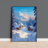 Lapland Travel Poster, Travel Print of Lapland, Scandinavia Poster, Lapland Art Gift, Finland Art Lovers Travel Gift NQ Media Designs