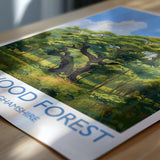 Sherwood Forest Travel Poster Wall Art, Travel Print of Sherwood Forest, Major Oak, Nottinghamshire, England Countryside Art Lovers Gift NQ Media Designs