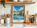 Bath Travel Print, Travel Poster of Bath, England, Cotswolds Art, Bath Gift, Avon Wall Art Print NQ Media Designs