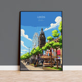 Leeds Travel Wall Art Poster, Travel Print of Leeds, West Yorkshire Wall Print, English City Art Gift NQ Media Designs