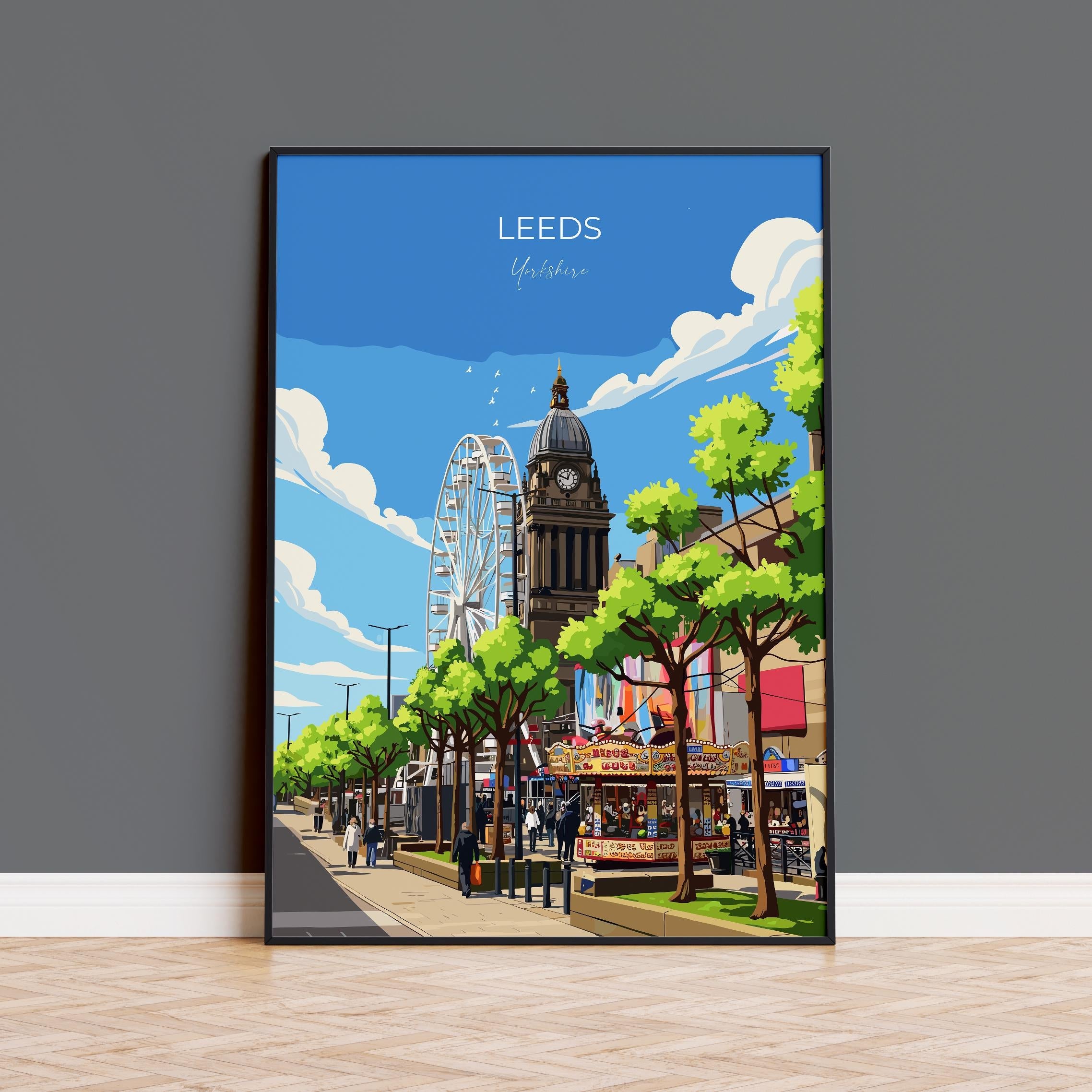 Leeds Travel Wall Art Poster, Travel Print of Leeds, West Yorkshire Wall Print, English City Art Gift NQ Media Designs