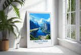 Trolltunga Travel Print, Travel Poster of Fjords, Norway Poster, Trolltunga Art Gift, Norway Art Lovers Travel Gift NQ Media Designs