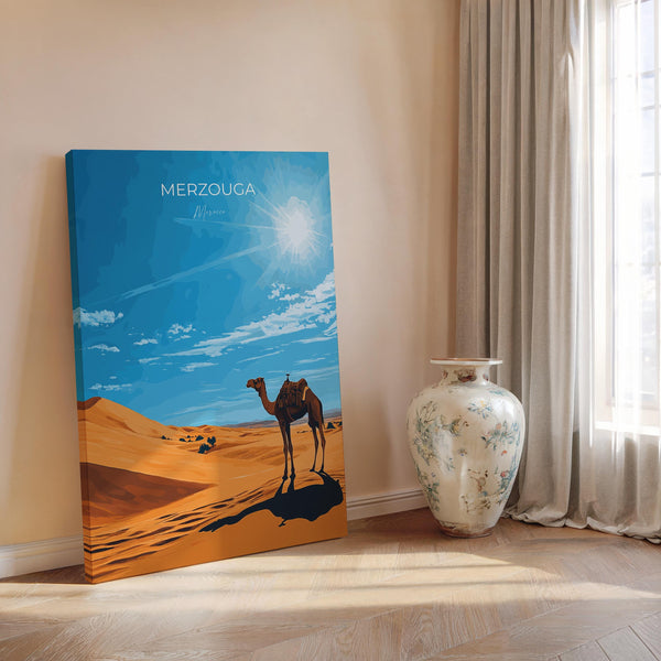 Merzouga Travel Poster Wall Art, Travel Print of Merzouga, Merzouga Art Lovers Gift, Morocco Wall Art