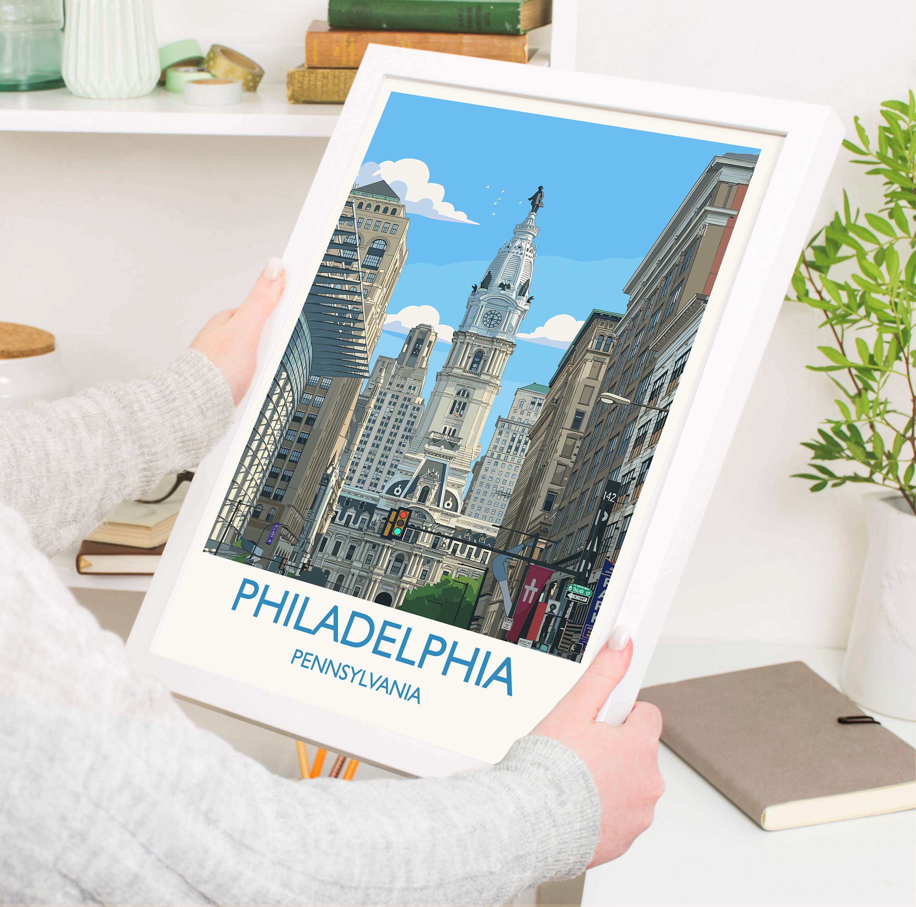 Philadelphia City Art Print, Philadelphia Skyline View, Pennsylvania Travel Poster, US City Gift NQ Media Designs