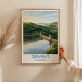Derwent Reservoir Dam Travel Poster, Peak District Wall Art, Ladybower Dam Print, Derbyshire Landscape Illustration, UK Nature Decor NQ Media Designs
