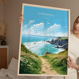 Cornwall Travel Print, Travel Poster of Cornwall, England, Cornwall Art, Cornwall Coast Gift, Wall Art Print NQ Media Designs