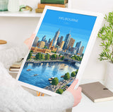 Melbourne Australia Poster, Victoria Wall Art, Yarra River Travel Print, Australian City Decor, Melbourne Gift