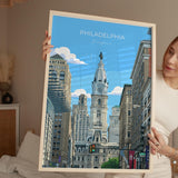 Philadelphia City Art Poster, Philadelphia Skyline View, Pennsylvania Travel Print, US City Gift NQ Media Designs