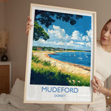 Mudeford Travel Print, Travel Poster of Mudeford, England, Mudeford Beach Christchurch, Dorset Coast Art, Dorset Gift, Wall Art Print NQ Media Designs
