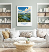 Grasmere Print, Lake District Wall Art with Border, Cumbria Poster, England Travel Print, Grasmere Gift Print