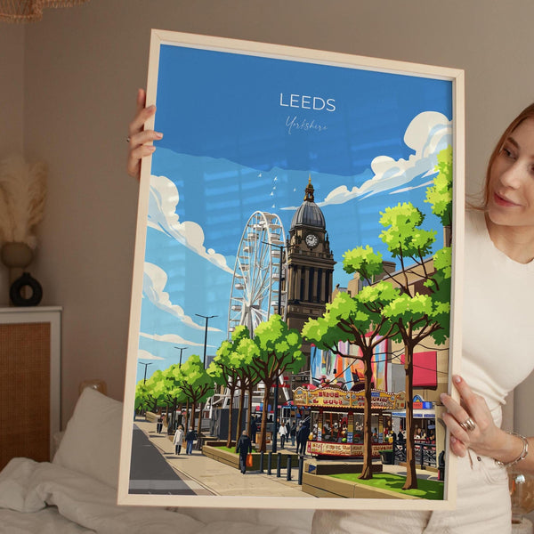 Leeds Travel Wall Art Poster, Travel Print of Leeds, West Yorkshire Wall Print, English City Art Gift