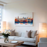 Cambridge Travel Print Skyline Wall Art Landscape, Travel Poster of Cambridge, Cambridge Art Lovers Gift, England Horizontal Art Gift NQ Media Designs