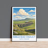 Ribblehead Viaduct Print, Yorkshire Dales Wall Art with Border, Settle Carlisle Railway Poster, England Travel Print, Ribblehead Gift