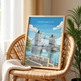 Tower Bridge Travel Poster, Travel Print of Tower Bridge, London Poster, Tower Bridge Gift, London City Art, London Art UK Travel Gift NQ Media Designs