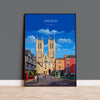 Lincoln Travel Print Wall Art, Travel Poster of Lincoln Cathedral, England, Lincolnshire Art Lovers Gift, Travel Art Gift