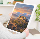 Stirling Castle Scotland Travel Print, Scottish Highlands Wall Art, Stirling Sunset Landscape Poster, Historic Castle Illustration, UK Decor
