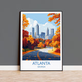 Atlanta Travel Print, Travel Poster of Atlanta, Georgia, Atlanta City Art Lovers Gift, USA Gift, Wall Art Print NQ Media Designs