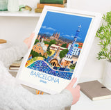 Barcelona Travel Poster Wall Art, Travel Print of Barcelona, City of Barcelona Art Lovers Gift, Spain City Art, Barcelona Cityscape NQ Media Designs