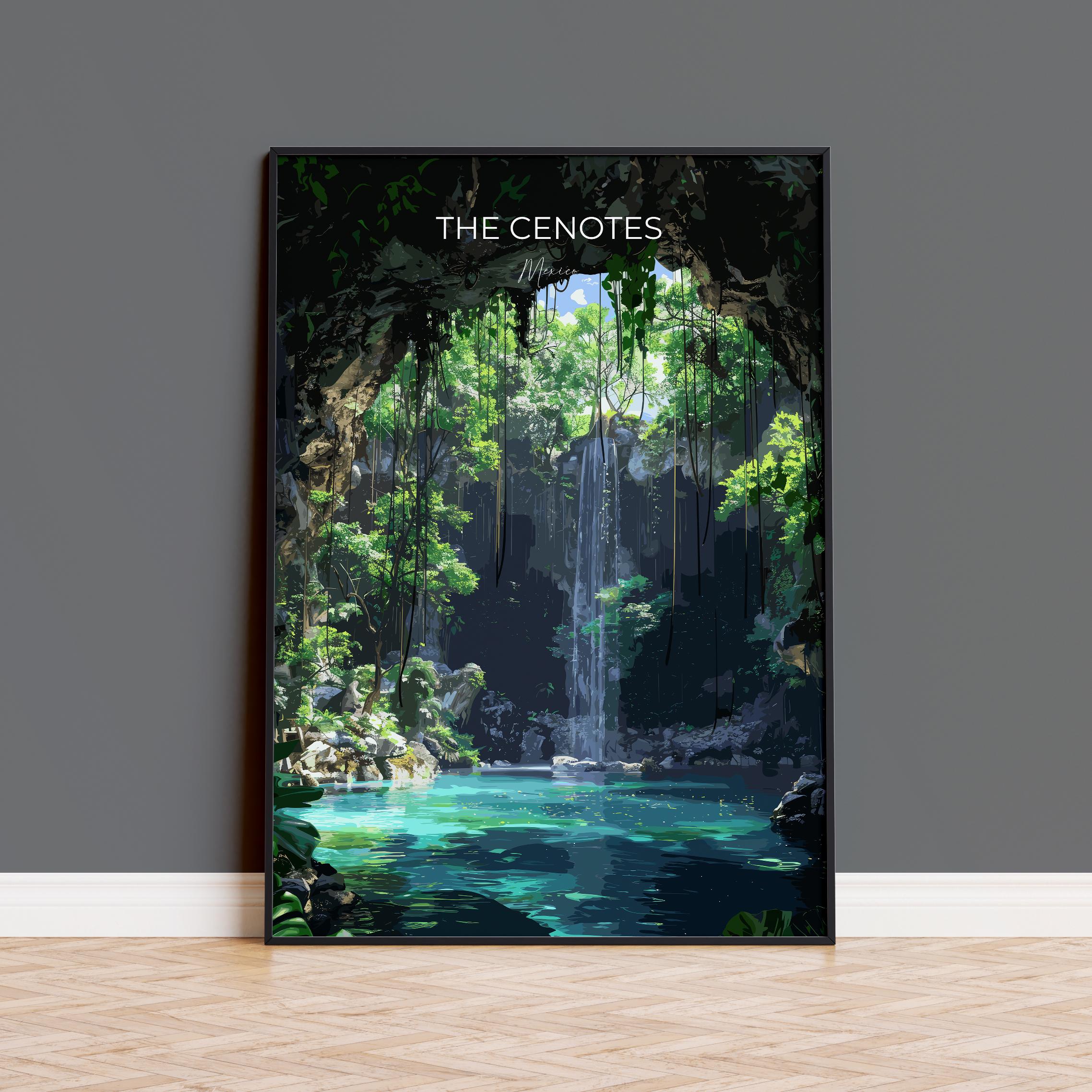 Cenotes of Yucatan Travel Poster, Mexico Travel Print Collection, Travel Wall Art, Cenotes Art Print Gift, Yucatan Art NQ Media Designs