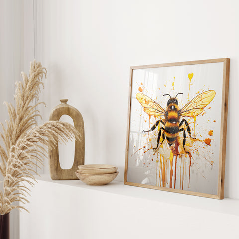 Bumble Bee Modern Abstract Print, Modern Abstract Bee Art Lovers Gift, Wall Art Poster