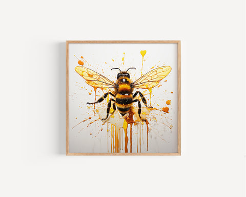 Bumble Bee Modern Abstract Print, Modern Abstract Bee Art Lovers Gift, Wall Art Poster