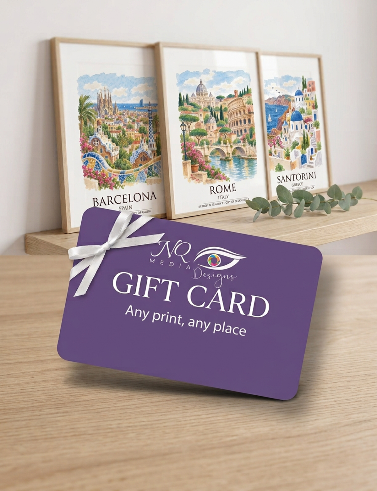 NQ Media Designs digital gift card with framed travel prints